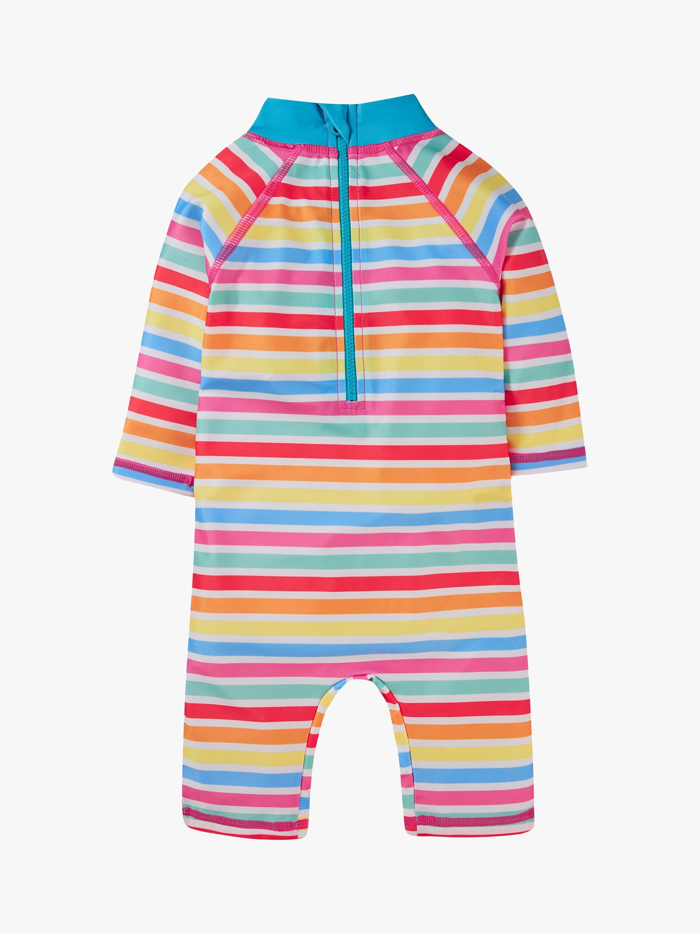 Frugi Baby Turtle Little Sun Safe Suit, Sea Sidestripe/Pink, 2-3 years