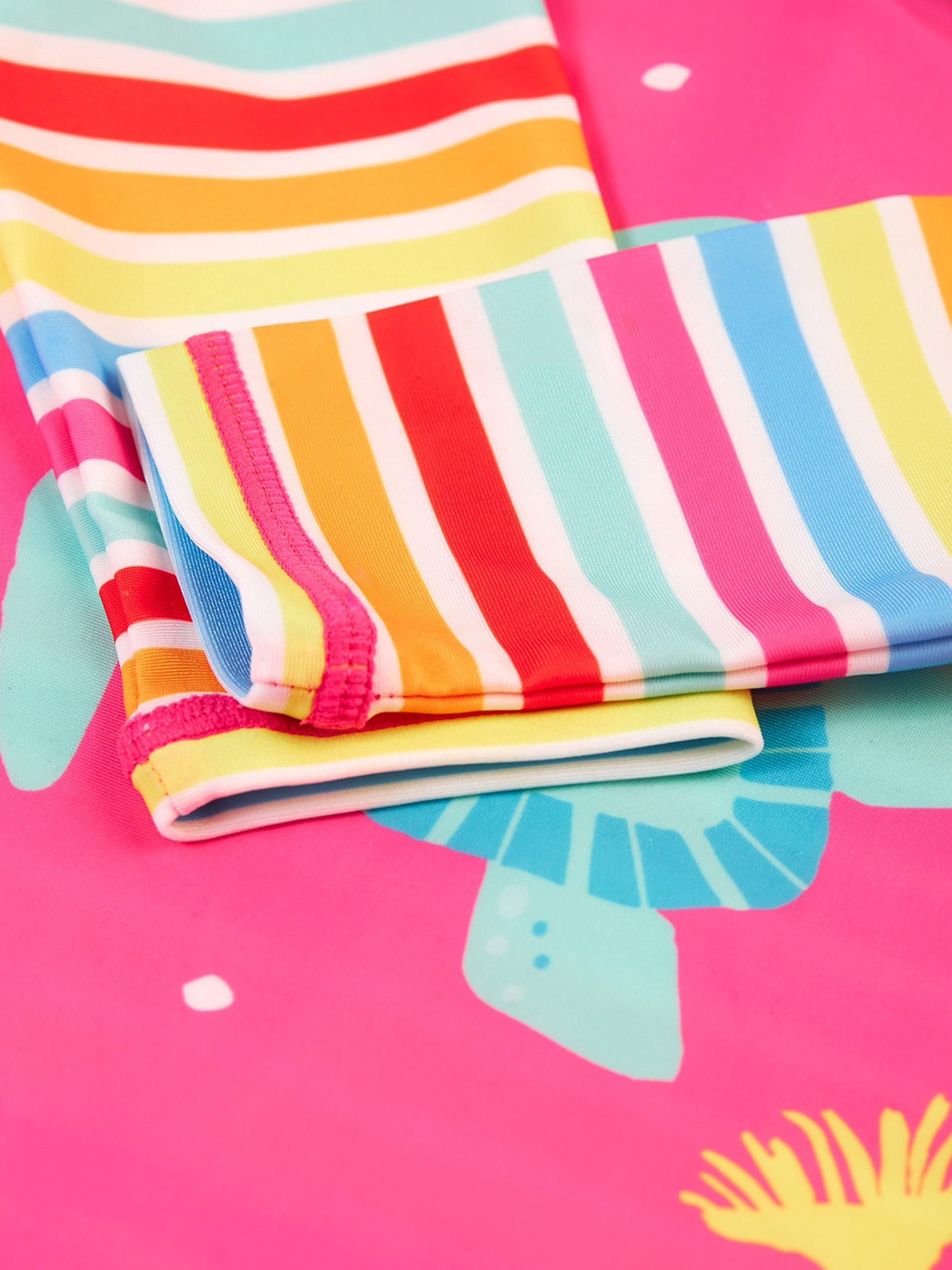Frugi Baby Turtle Little Sun Safe Suit, Sea Sidestripe/Pink, 2-3 years