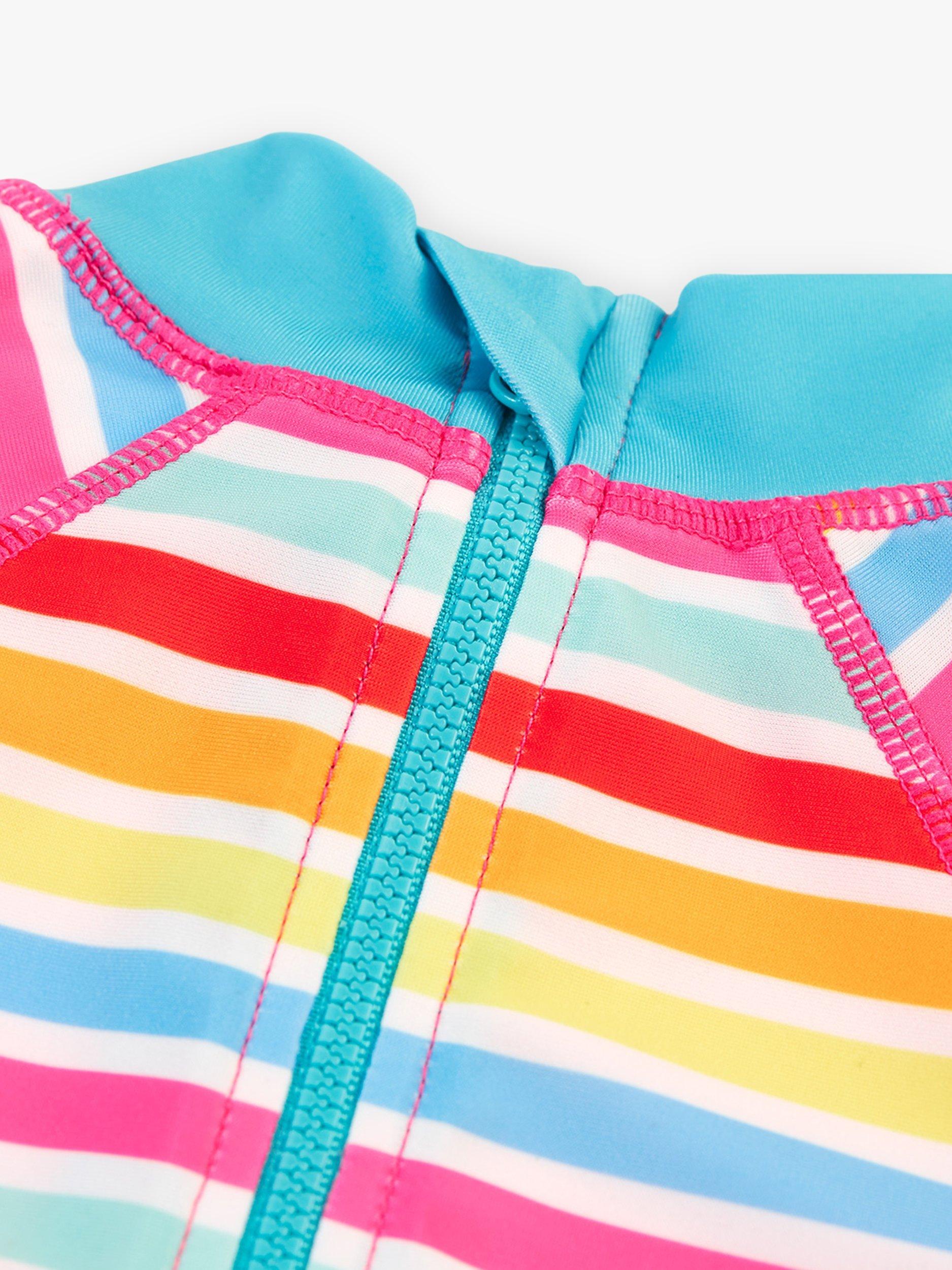 Frugi Baby Turtle Little Sun Safe Suit, Sea Sidestripe/Pink, 2-3 years