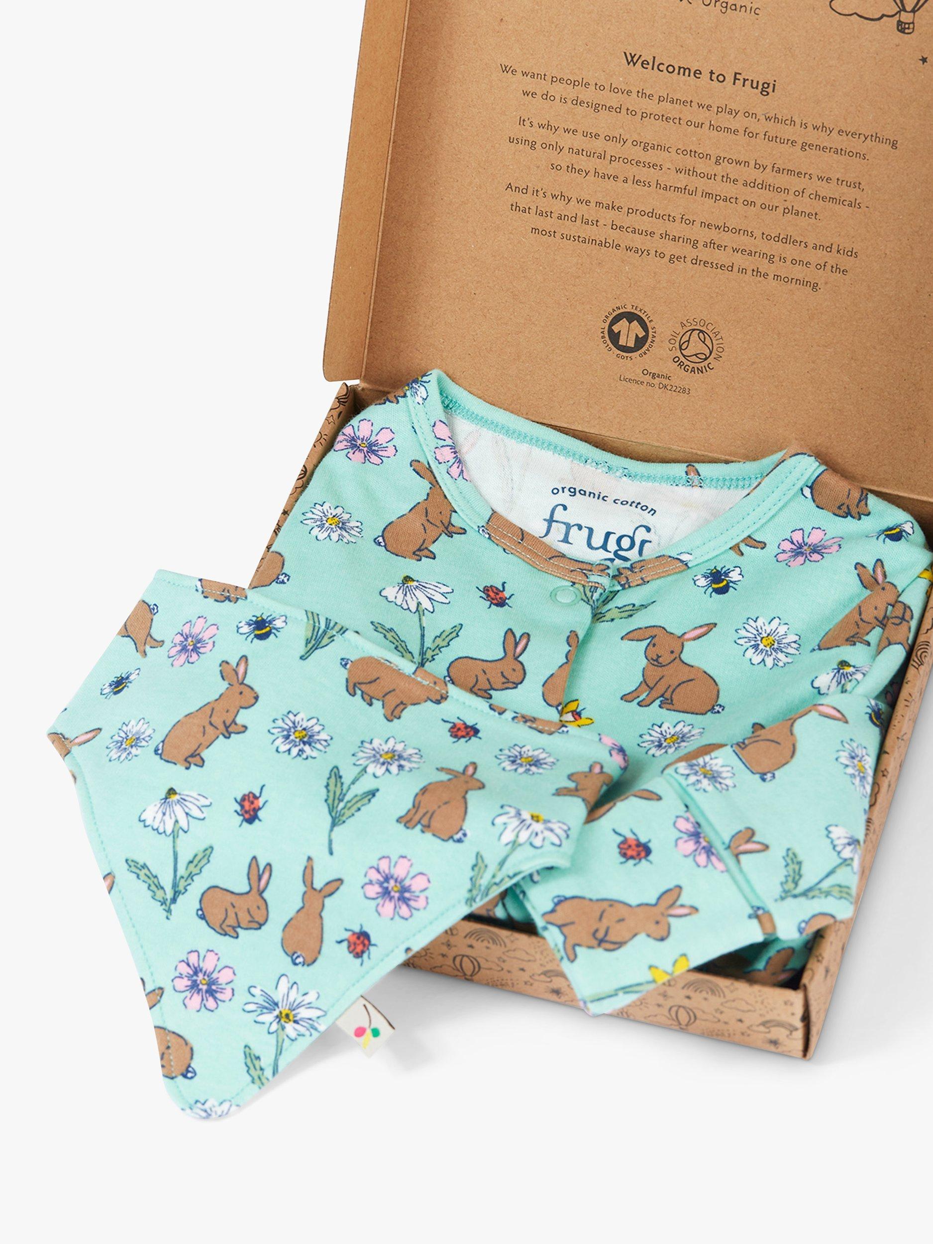 Product image 3 of 5, which shows Frugi Baby Riverine Rabbits Babygrow Gift Set, Multi, Newborn
