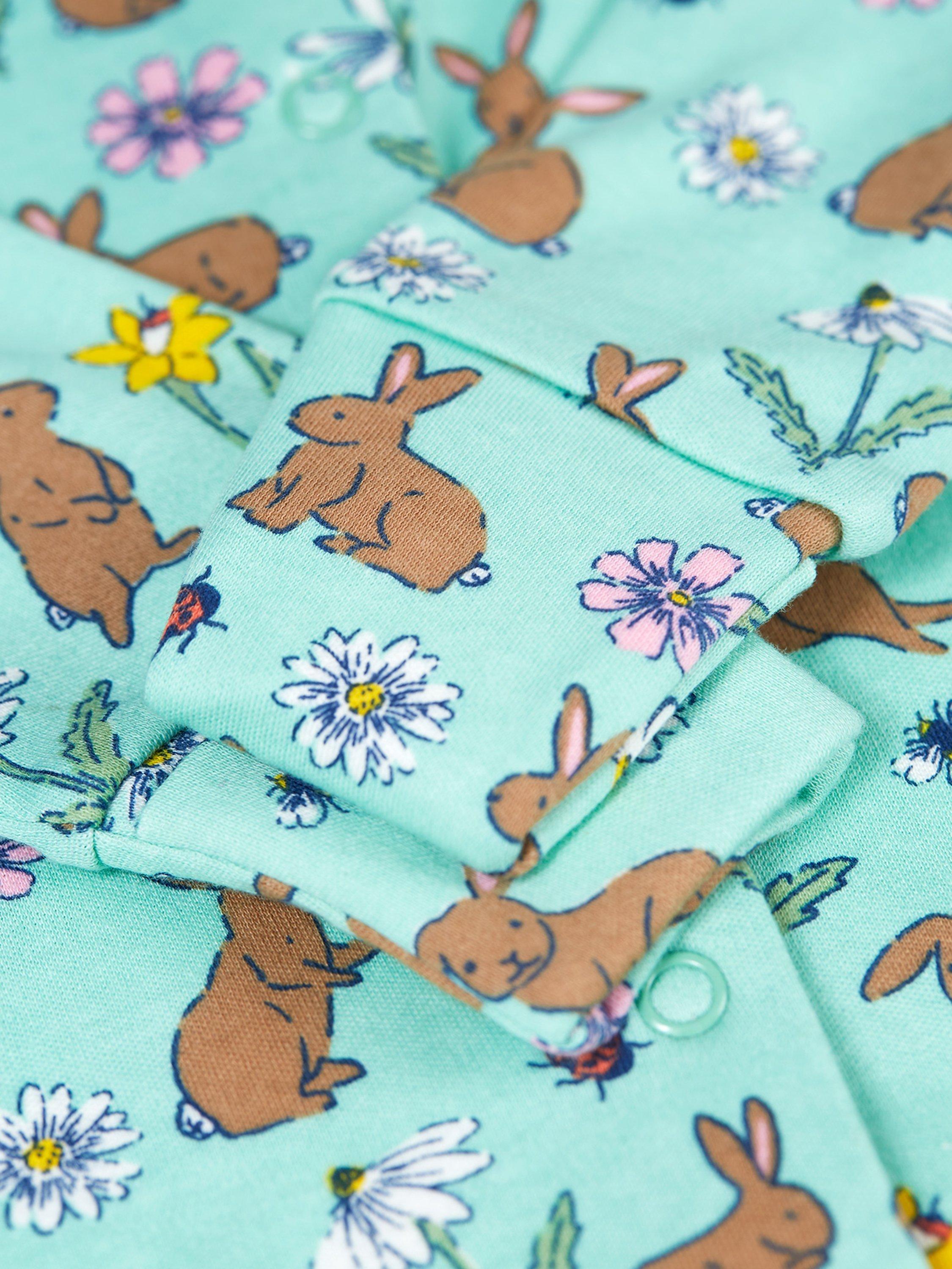 Product image 4 of 5, which shows Frugi Baby Riverine Rabbits Babygrow Gift Set, Multi, Newborn