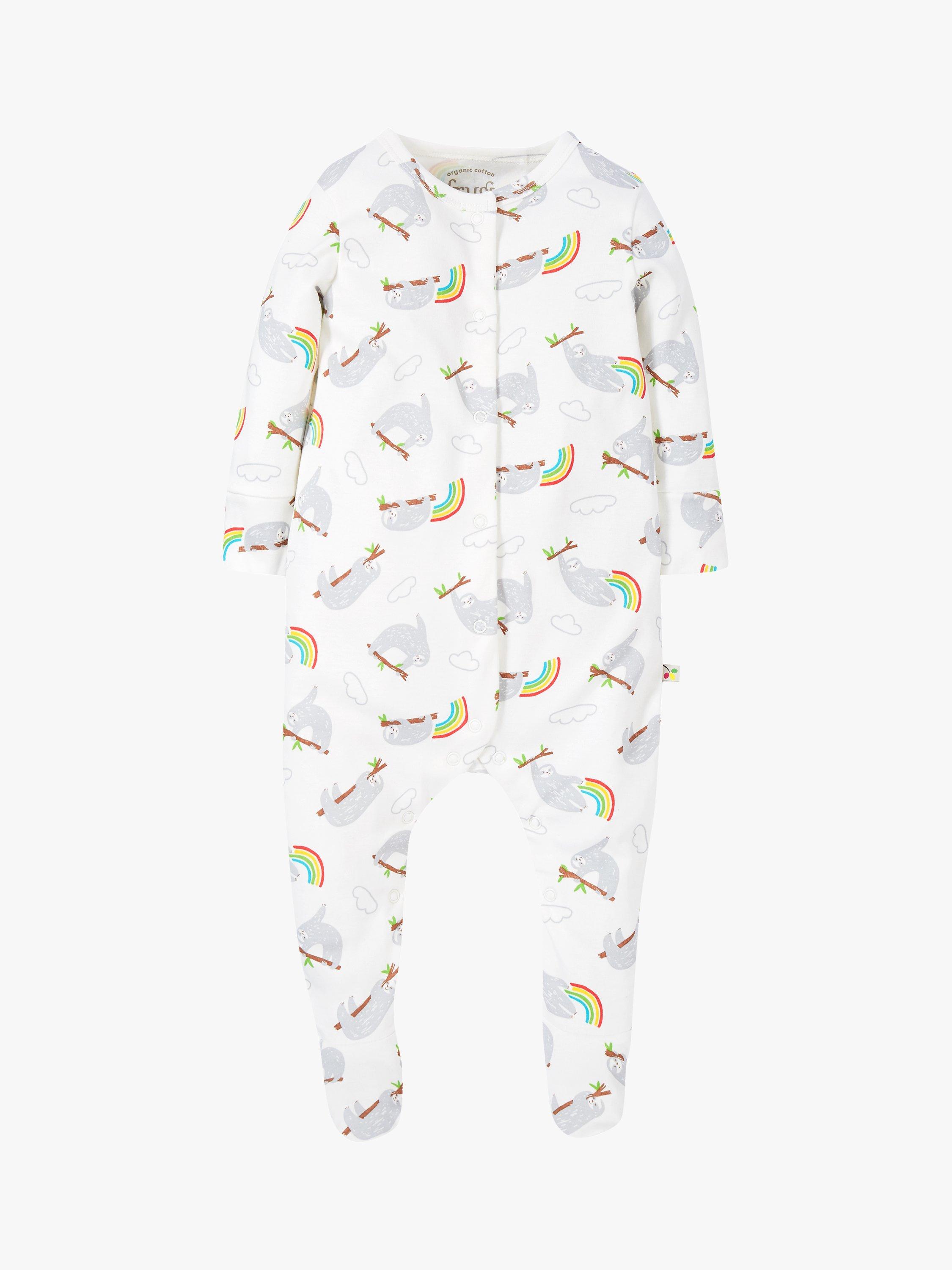 Frugi Baby Lovely Organic Cotton Sleepy Sloths Babygrow, Multi