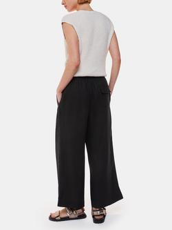 Whistles Linen Wide Leg Pocket Trousers, Black - view 2, Black