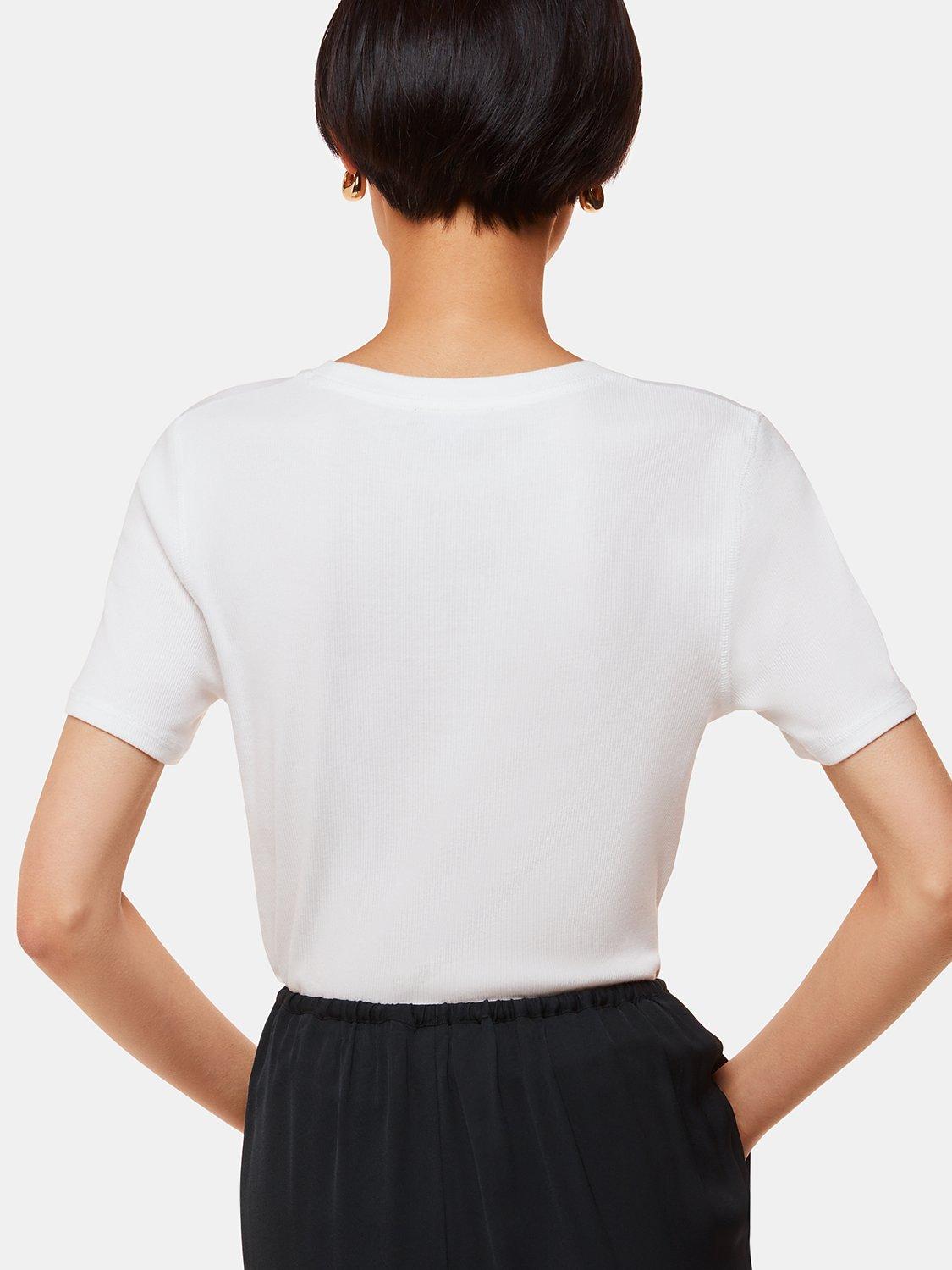Product image 2 of 5, which shows Whistles Ultimate Ribbe T-Shirt, White, 6