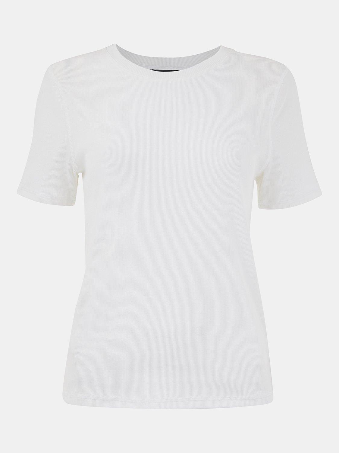 Product image 5 of 5, which shows Whistles Ultimate Ribbe T-Shirt, White, 6