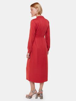 Whistles Elodie Tie Wrap Midi Dress, Cranberry - view 2, Cranberry