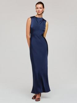 Whistles Cowl Neck Satin Maxi Dress - view 2, Navy