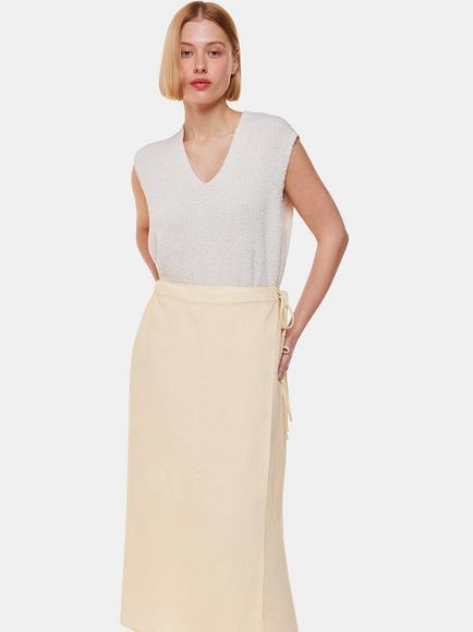 Whistles Linen Wrap Midaxi Skirt, Ivory, Ivory