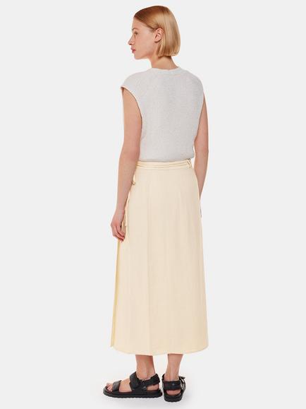 Whistles Linen Wrap Midaxi Skirt, Ivory - view 2, Ivory