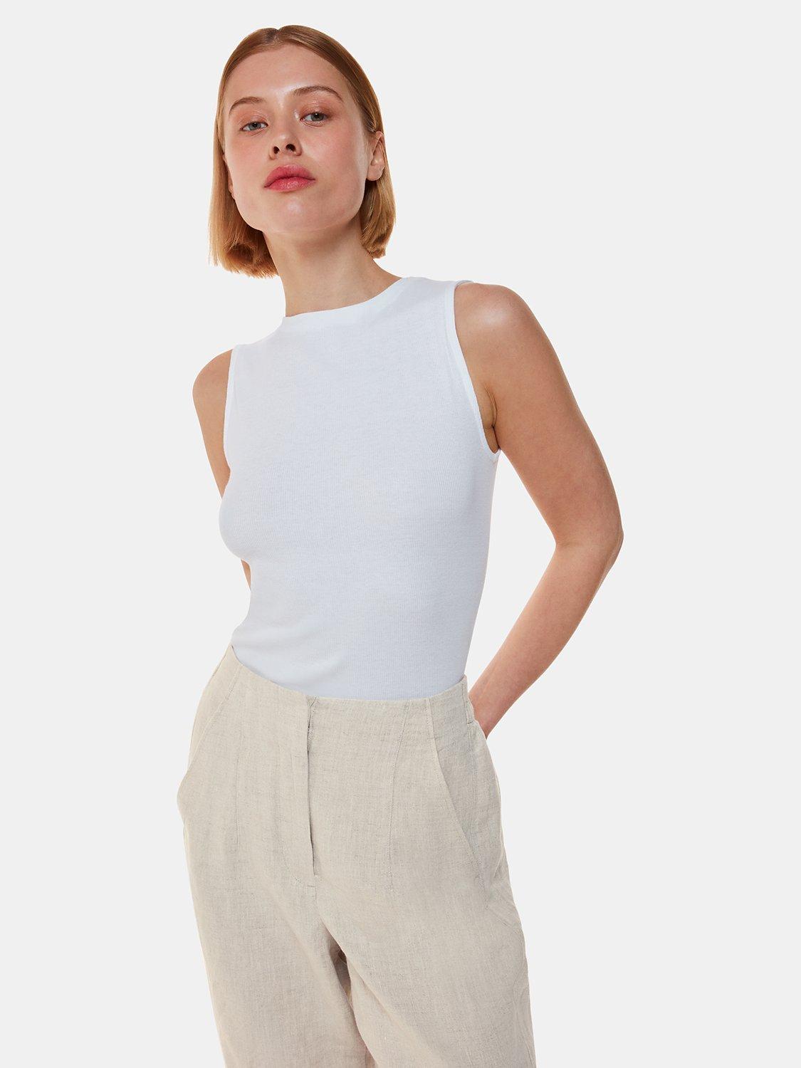 Product image 3 of 5, which shows Whistles Linen Barrel Leg Trousers, Oatmeal, 6