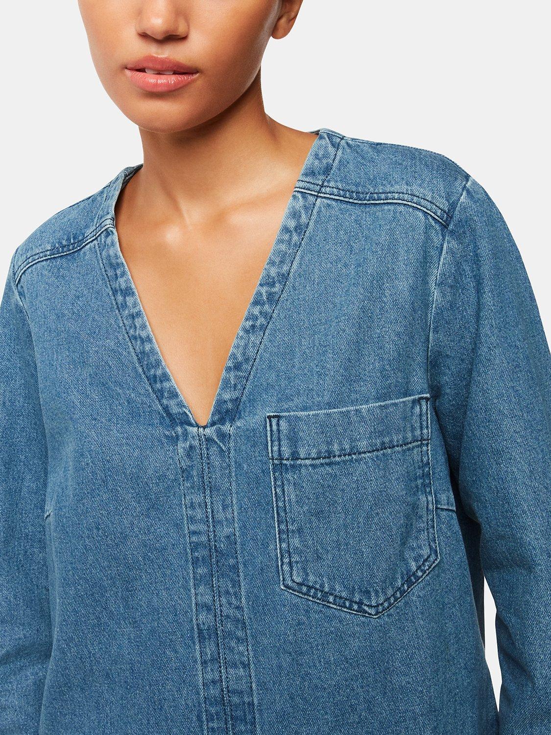 Product image 4 of 5, which shows Whistles Denim Pocket Dress, Blue, 8