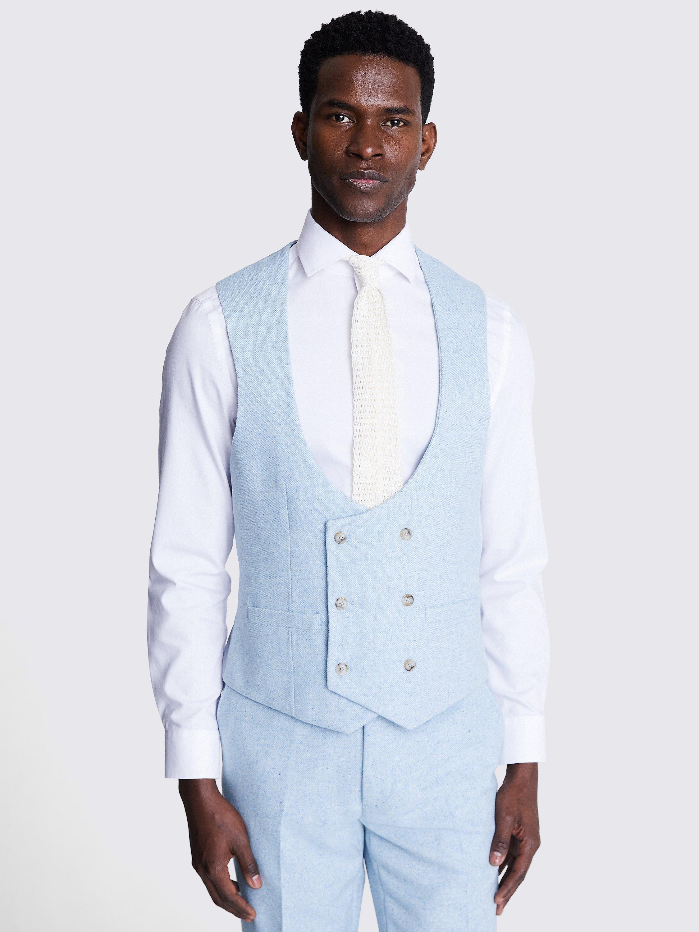 Moss Slim Fit Donegal Waistcoat, Light Blue