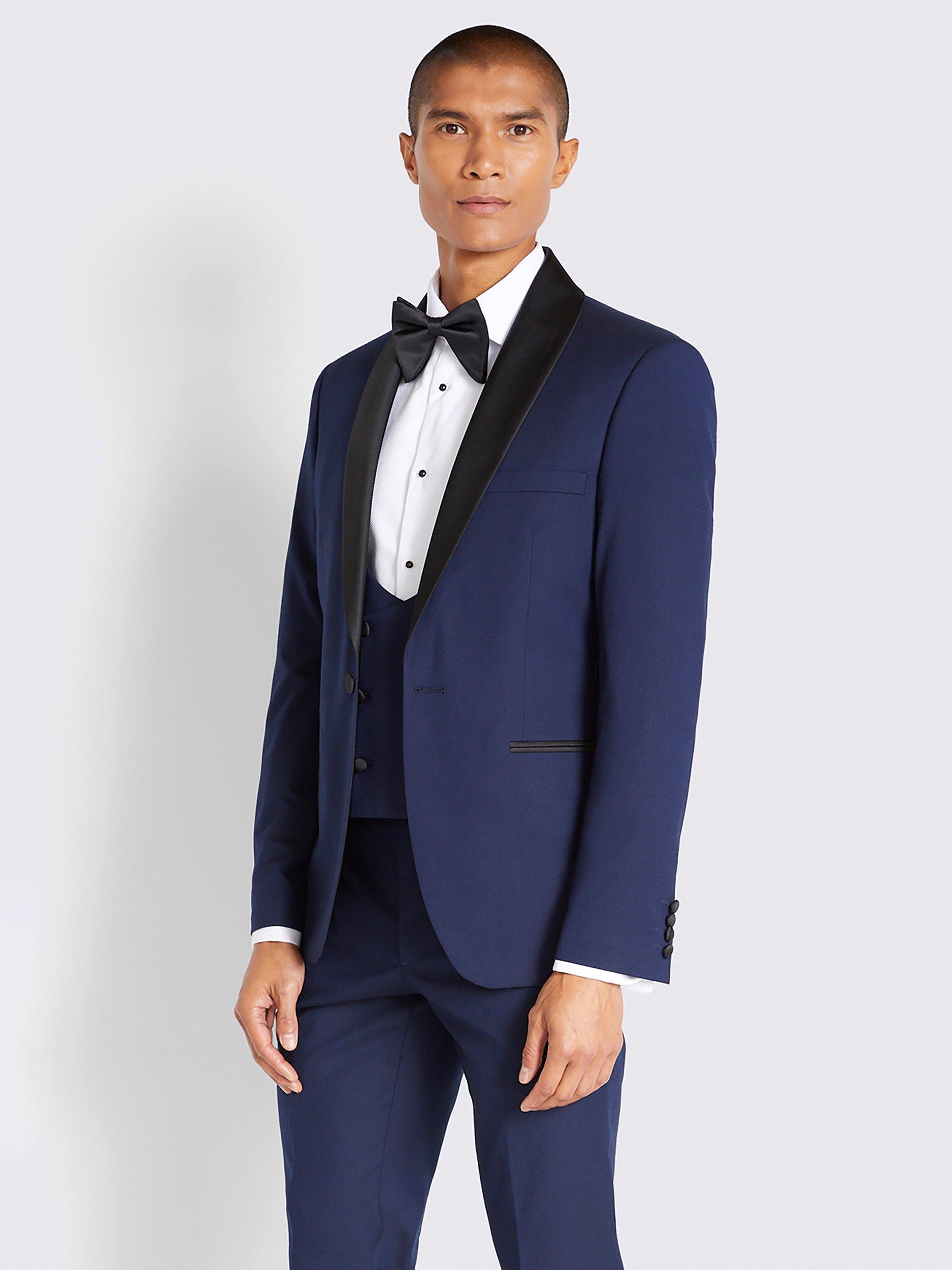 Moss Slim Fit Shawl Collar Tuxedo Jacket, Blue