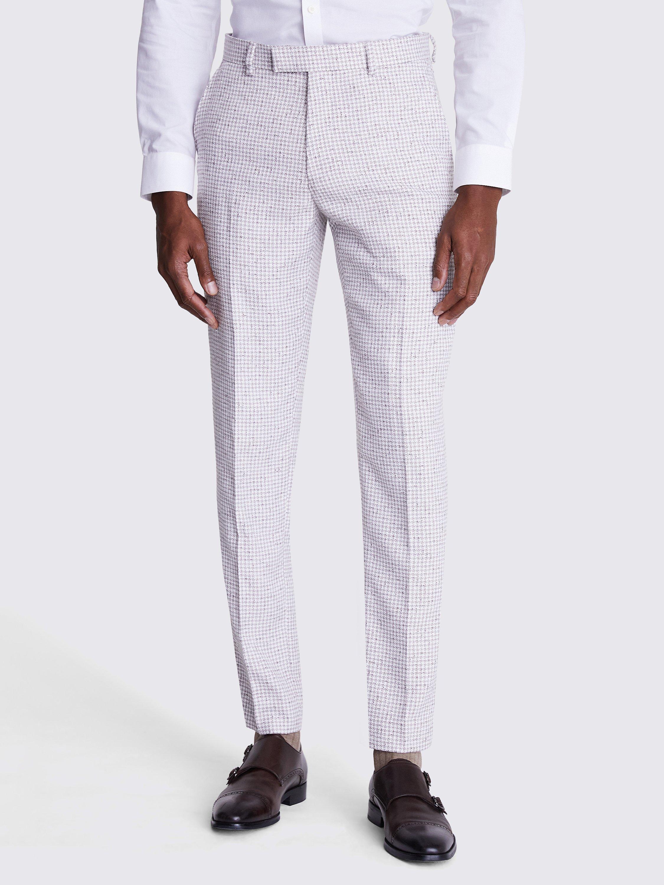 Moss Tailored Houndstooth Trousers, Beige
