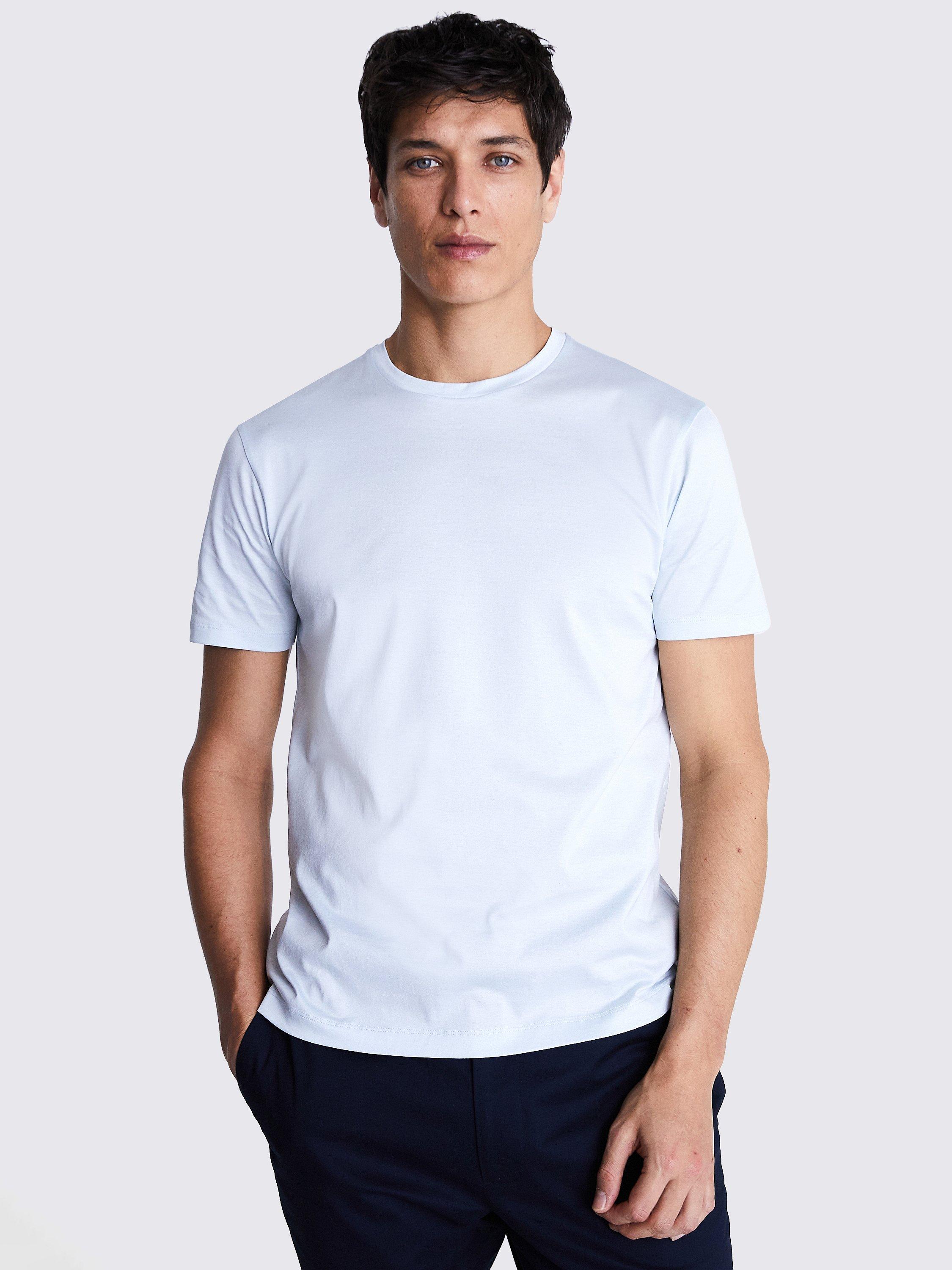 Moss Mercerised Crew Neck T-Shirt, Blue