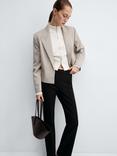 Mango Fiona Cropped Blazer, Light Beige