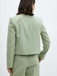 Mango Sevilla Linen Blend Cropped Blazer, Green