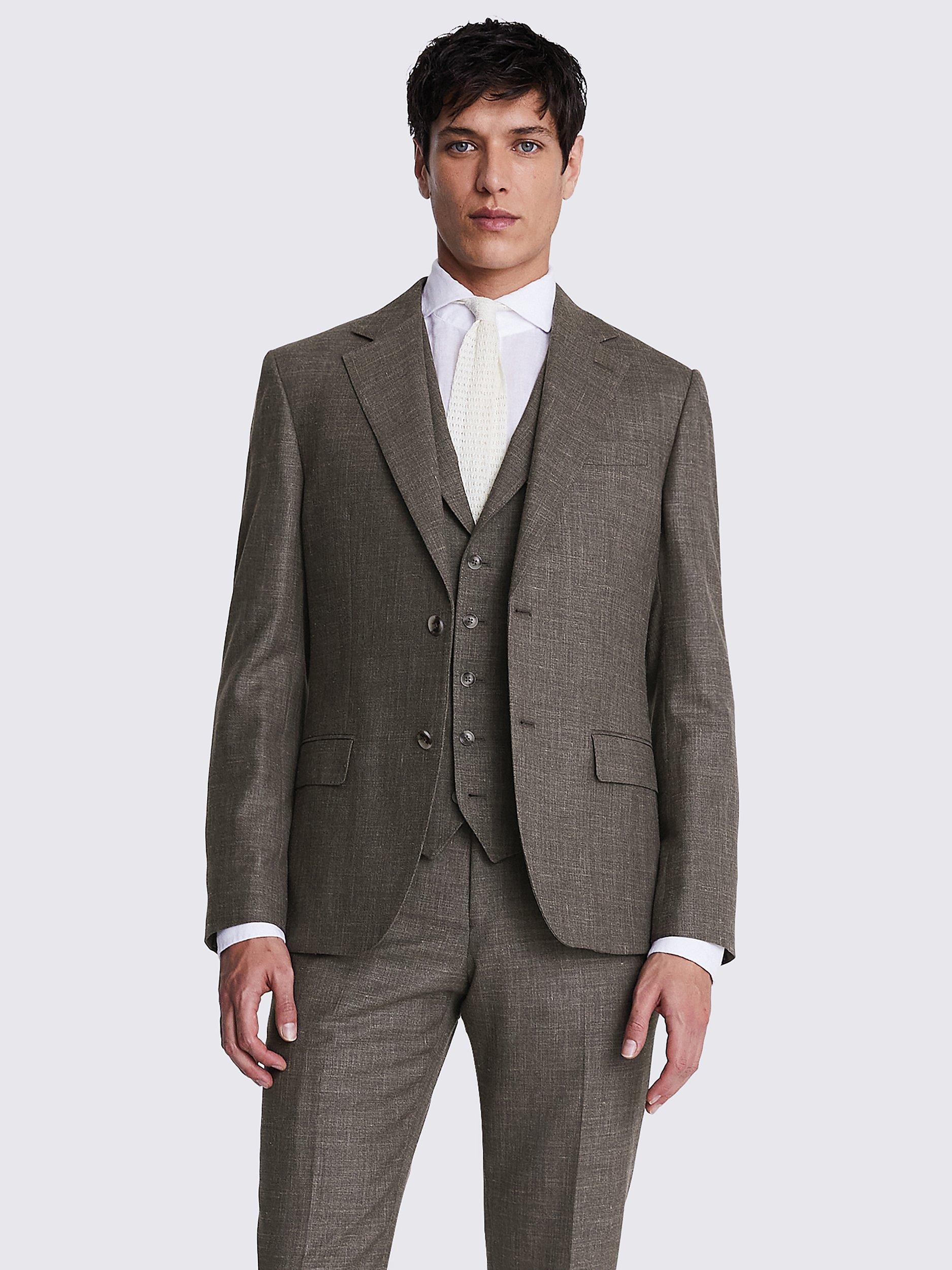 Moss x Barberis Italian Tailored Linen and Silk Blend Suit Jacket, Brown