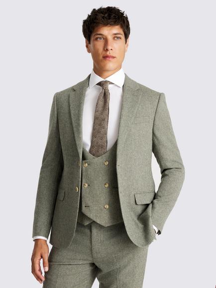 Moss Slim Fit Herringbone Tweed Suit Jacket, Sage, Sage