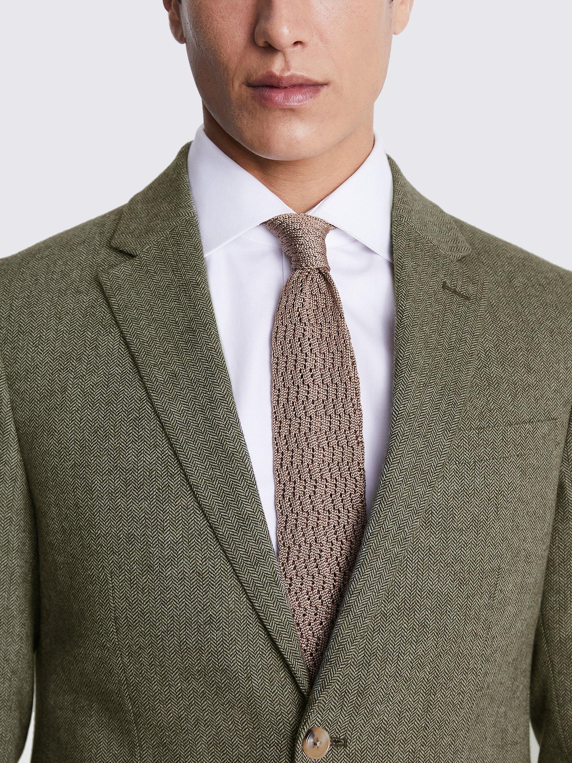 Moss Slim Fit Herringbone Tweed Jacket Sage