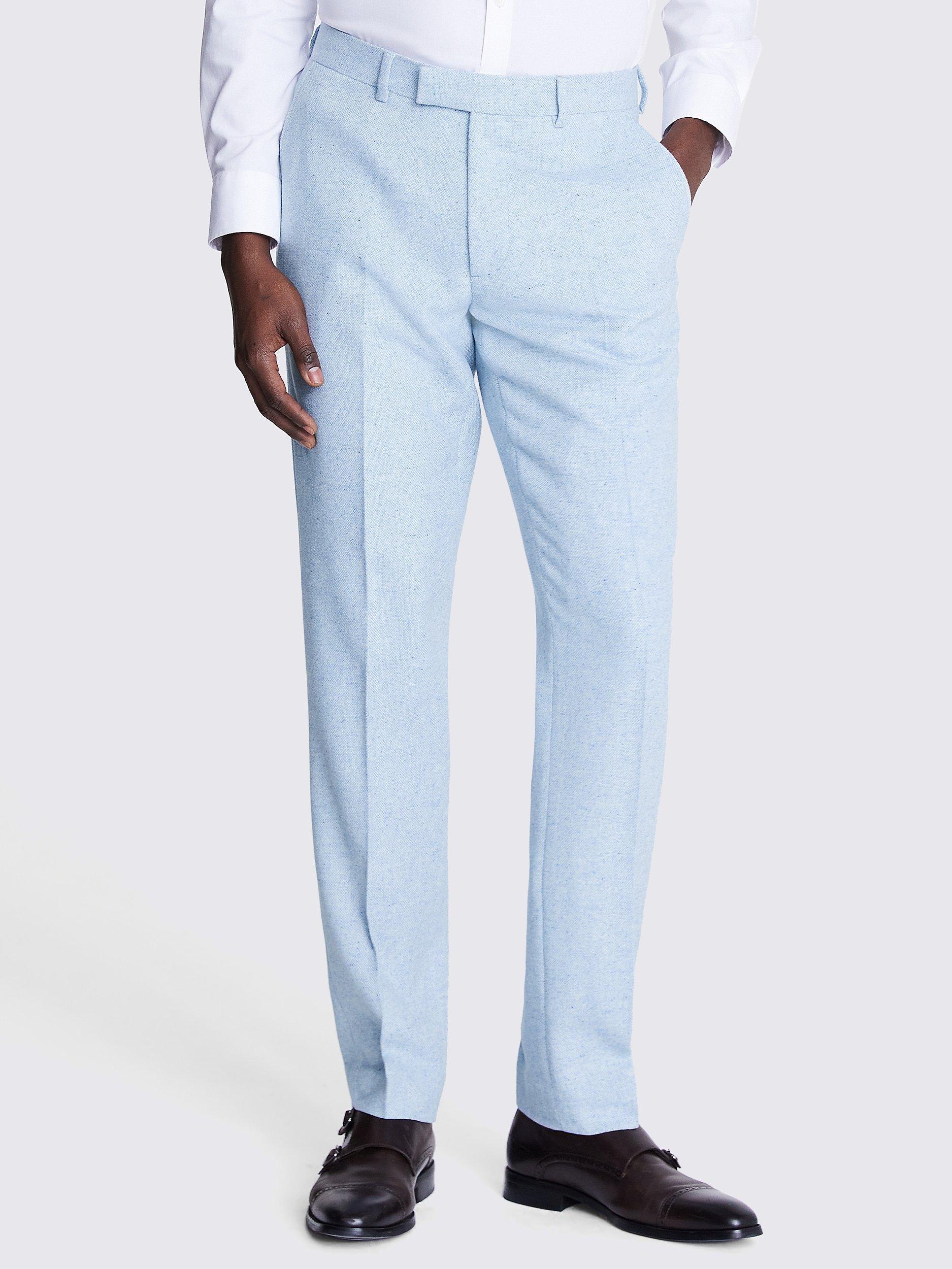 Moss Slim Fit Wool Blend Donegal Suit Trousers, Blue