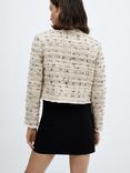 Mango Modena Cropped Tweed Jacket, Cream/Multi