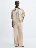 Mango Solito Collared Bomber Jacket, Beige