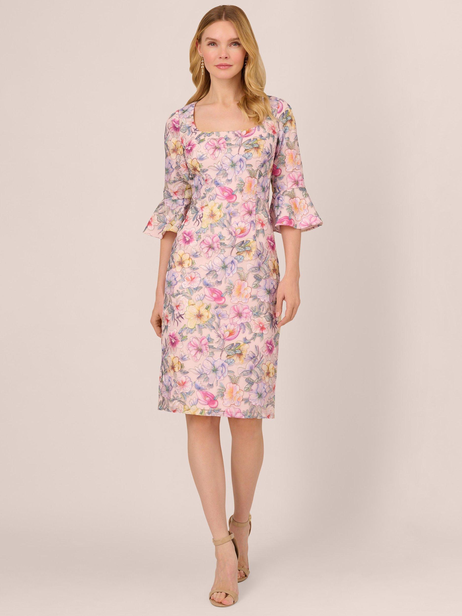 Adrianna Papell Floral Knee Length Dress Blush Multi