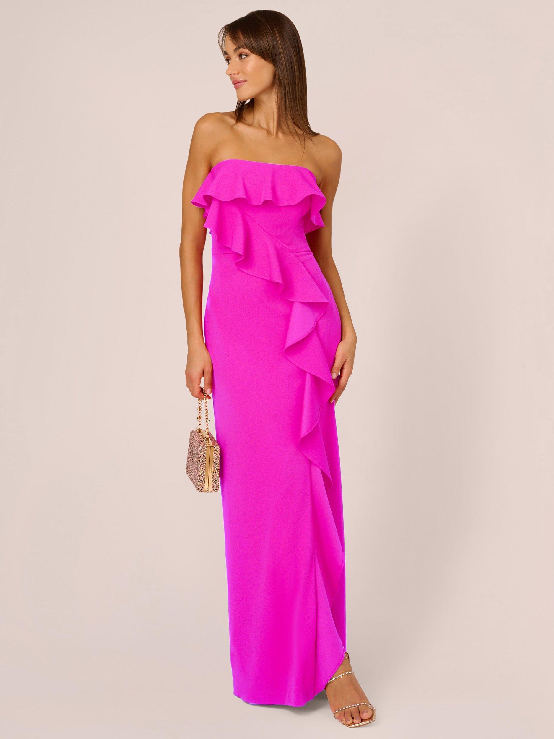 Calvin klein pearl neck ruffle draped evening gown hotsell