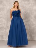 Aidan Mattox by Adrianna Papell Strapless Organza Ball Gown Maxi Dress, Navy