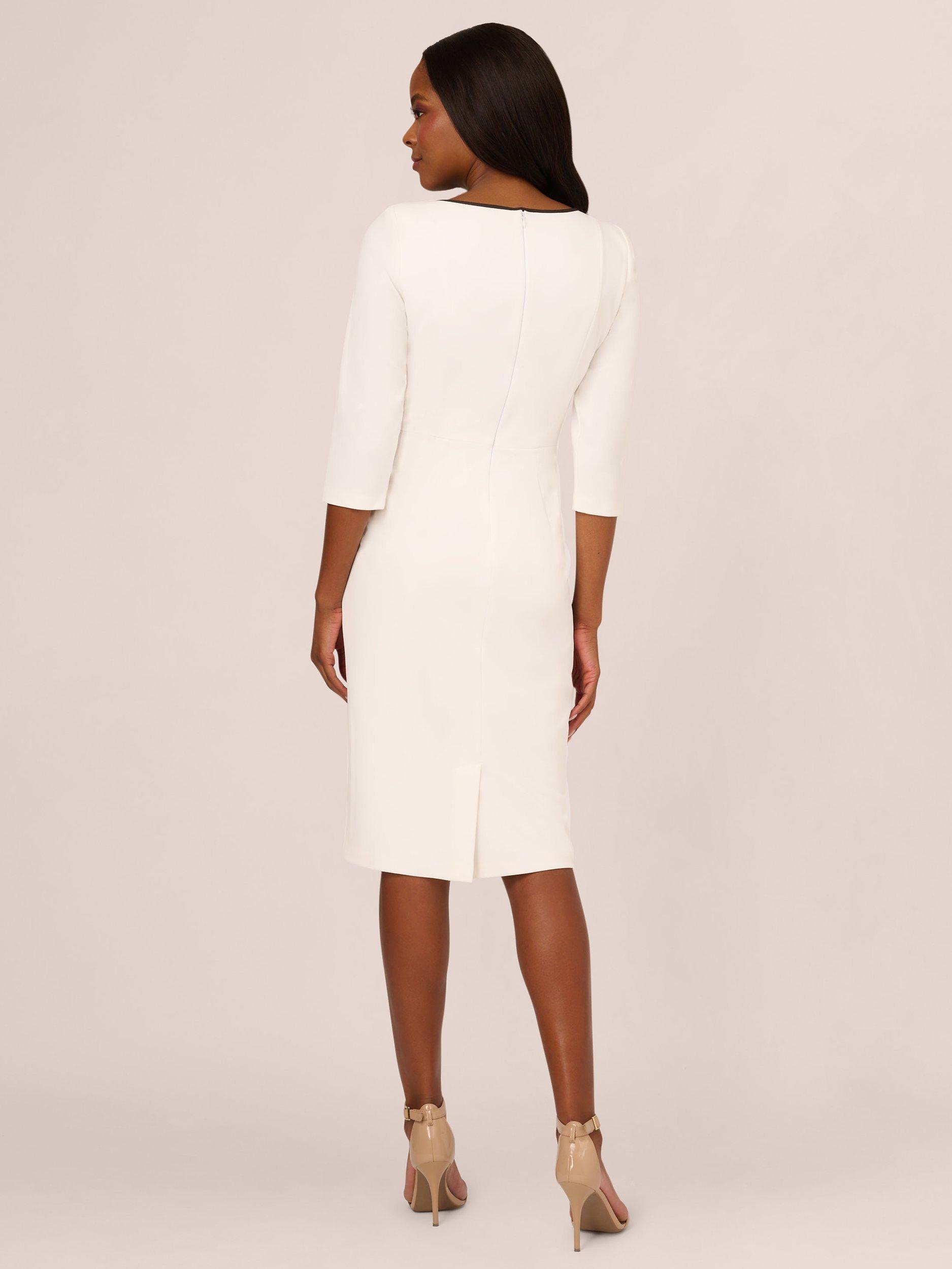 Product image 3 of 8, which shows Adrianna Papell Tip Crepe Tie Dress, Ivory/Black, 10