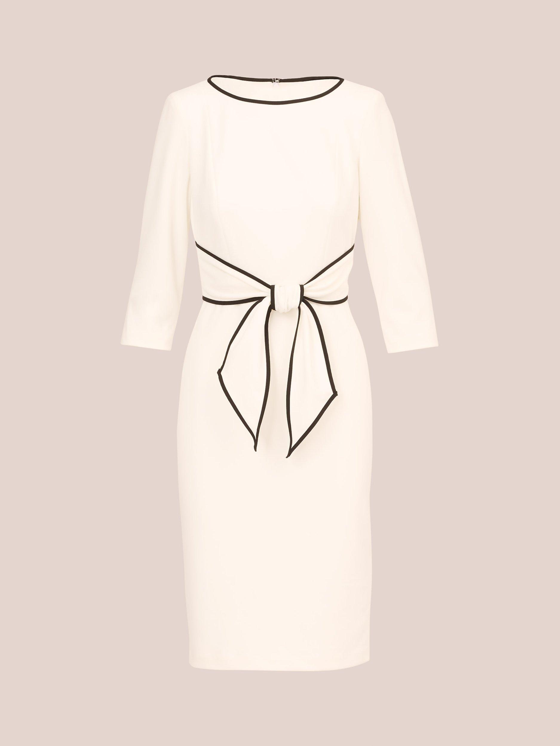 Product image 7 of 8, which shows Adrianna Papell Tip Crepe Tie Dress, Ivory/Black, 10