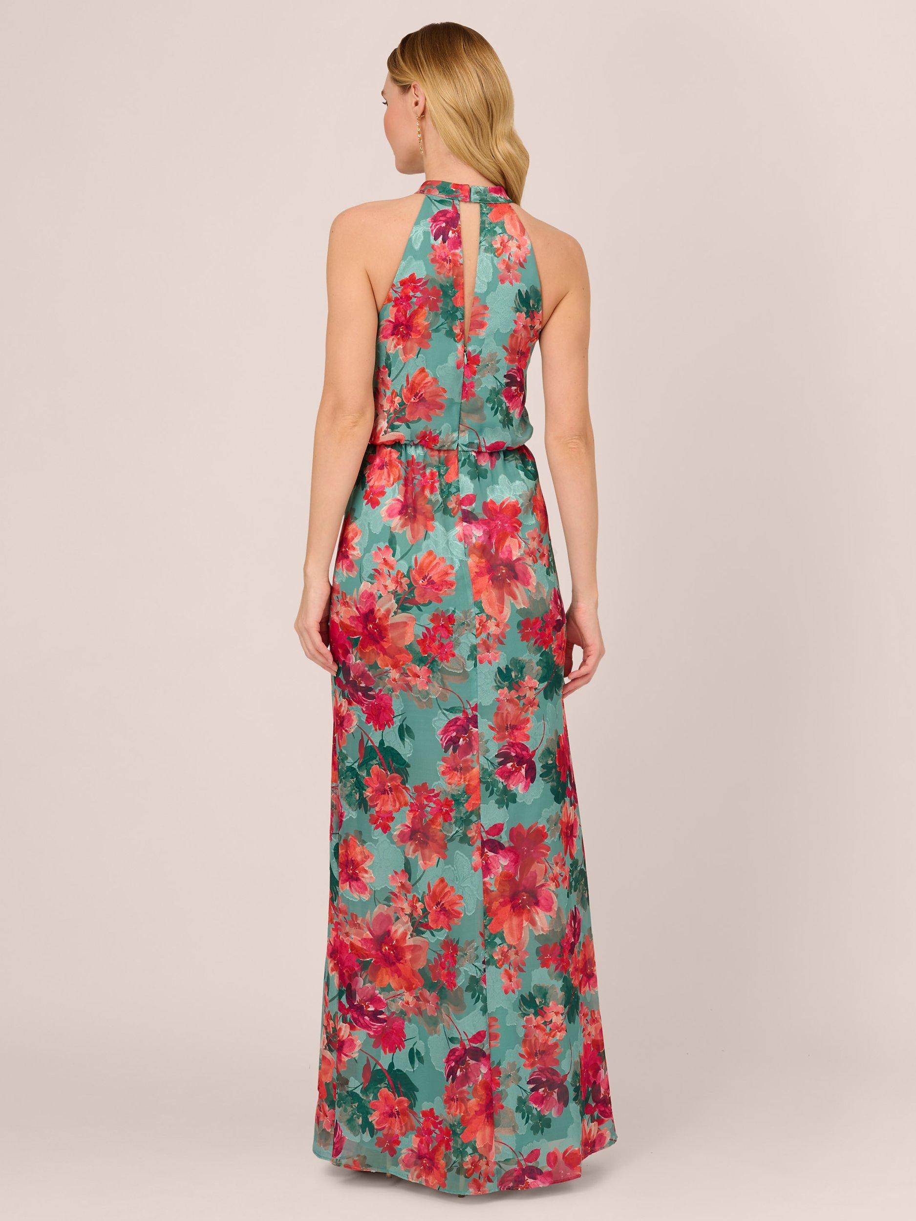 Adrianna Papell Floral Mermaid Maxi Dress Turquoise Multi