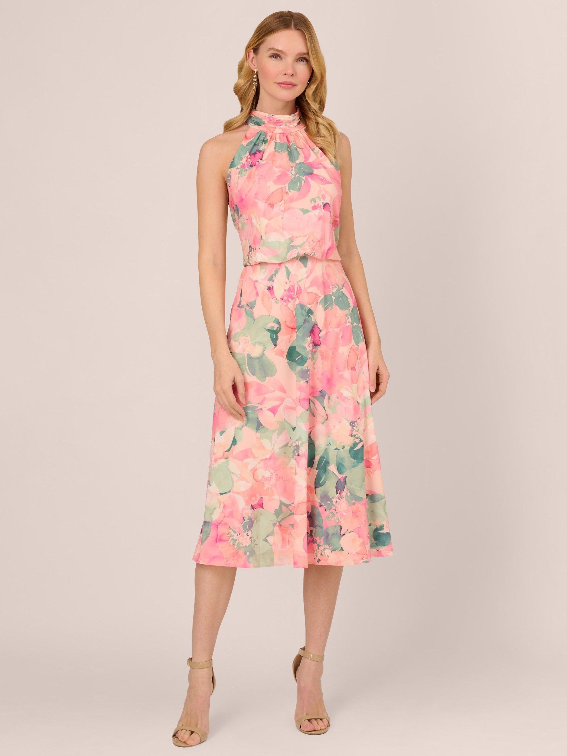 Product image 1 of 7, which shows Adrianna Papell Floral Halter Midi Dress, Blush/Multi, 22