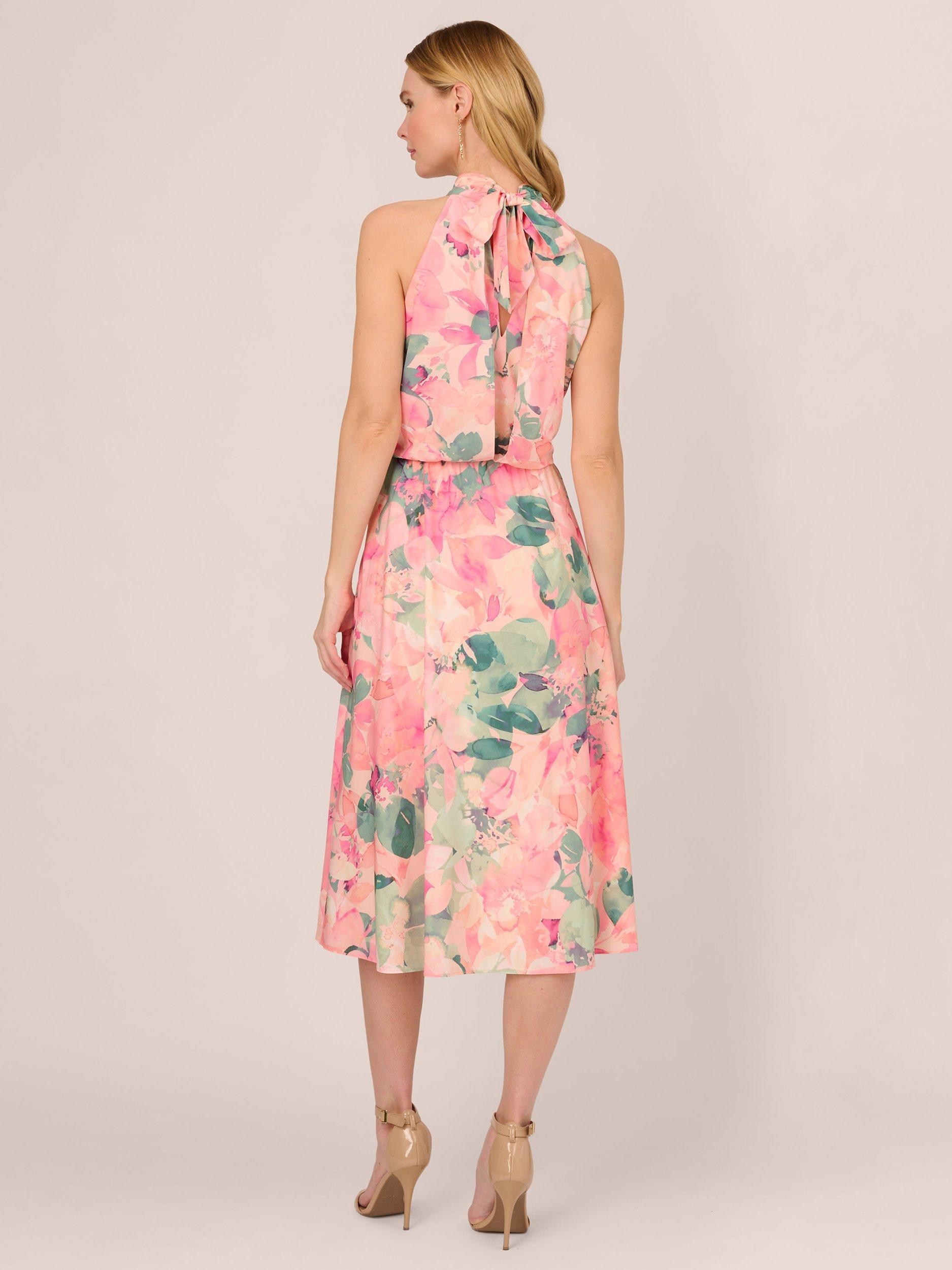 Product image 2 of 7, which shows Adrianna Papell Floral Halter Midi Dress, Blush/Multi, 22