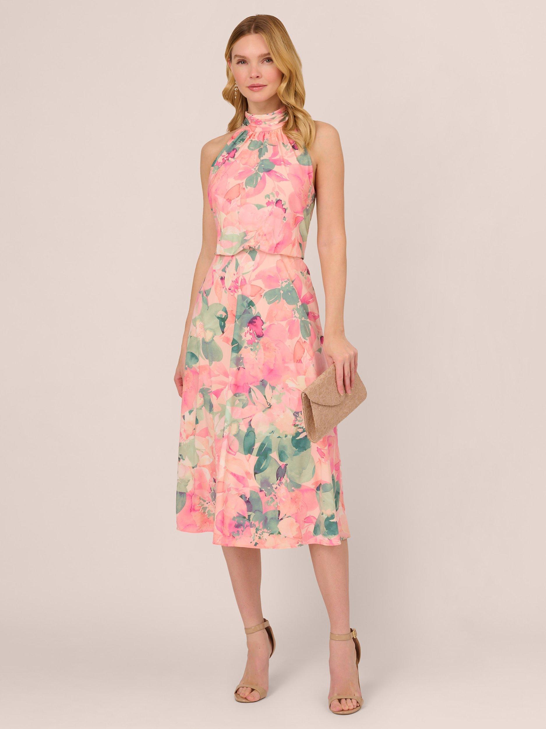 Product image 3 of 7, which shows Adrianna Papell Floral Halter Midi Dress, Blush/Multi, 22