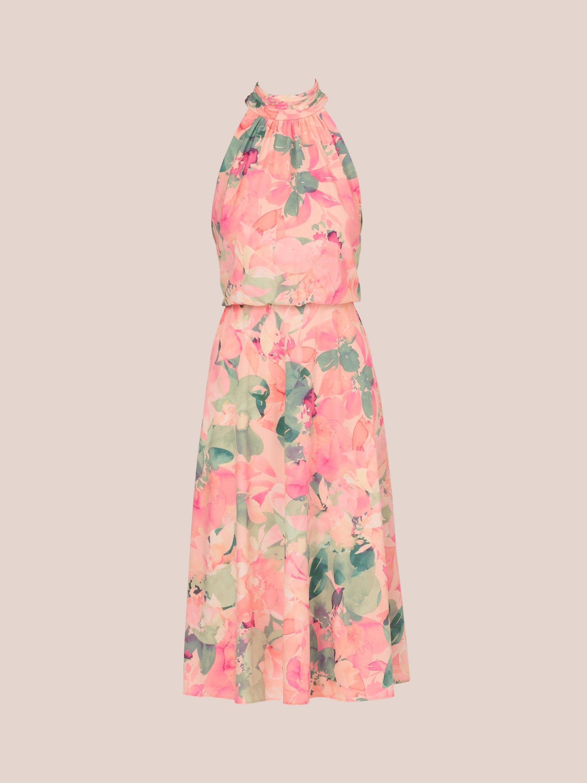 Product image 6 of 7, which shows Adrianna Papell Floral Halter Midi Dress, Blush/Multi, 22