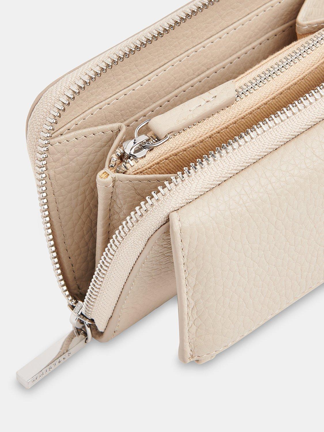 Product image 3 of 5, which shows Whistles Bibi Zip Around Leather Purse, Taupe, One Size