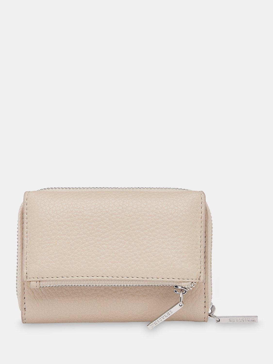 Product image 5 of 5, which shows Whistles Bibi Zip Around Leather Purse, Taupe, One Size