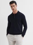 Reiss Trafford Knitted Wool Long Sleeve Polo Top