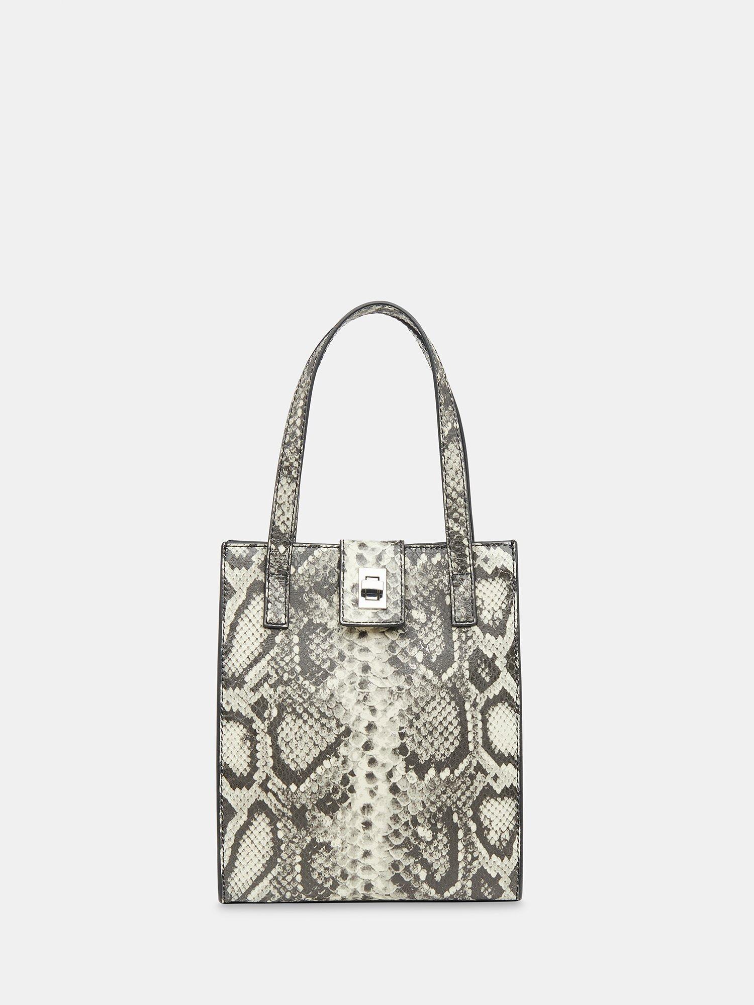 Product image 1 of 5, which shows Whistles Eben Snake Effect Mini Turn Lock Bag, Grey/Multi, One Size