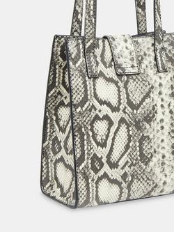 Whistles Eben Snake Effect Mini Turn Lock Bag, Grey/Multi - view 2, Grey/Multi