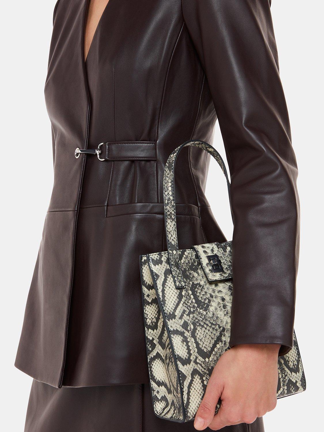 Product image 5 of 5, which shows Whistles Eben Snake Effect Mini Turn Lock Bag, Grey/Multi, One Size