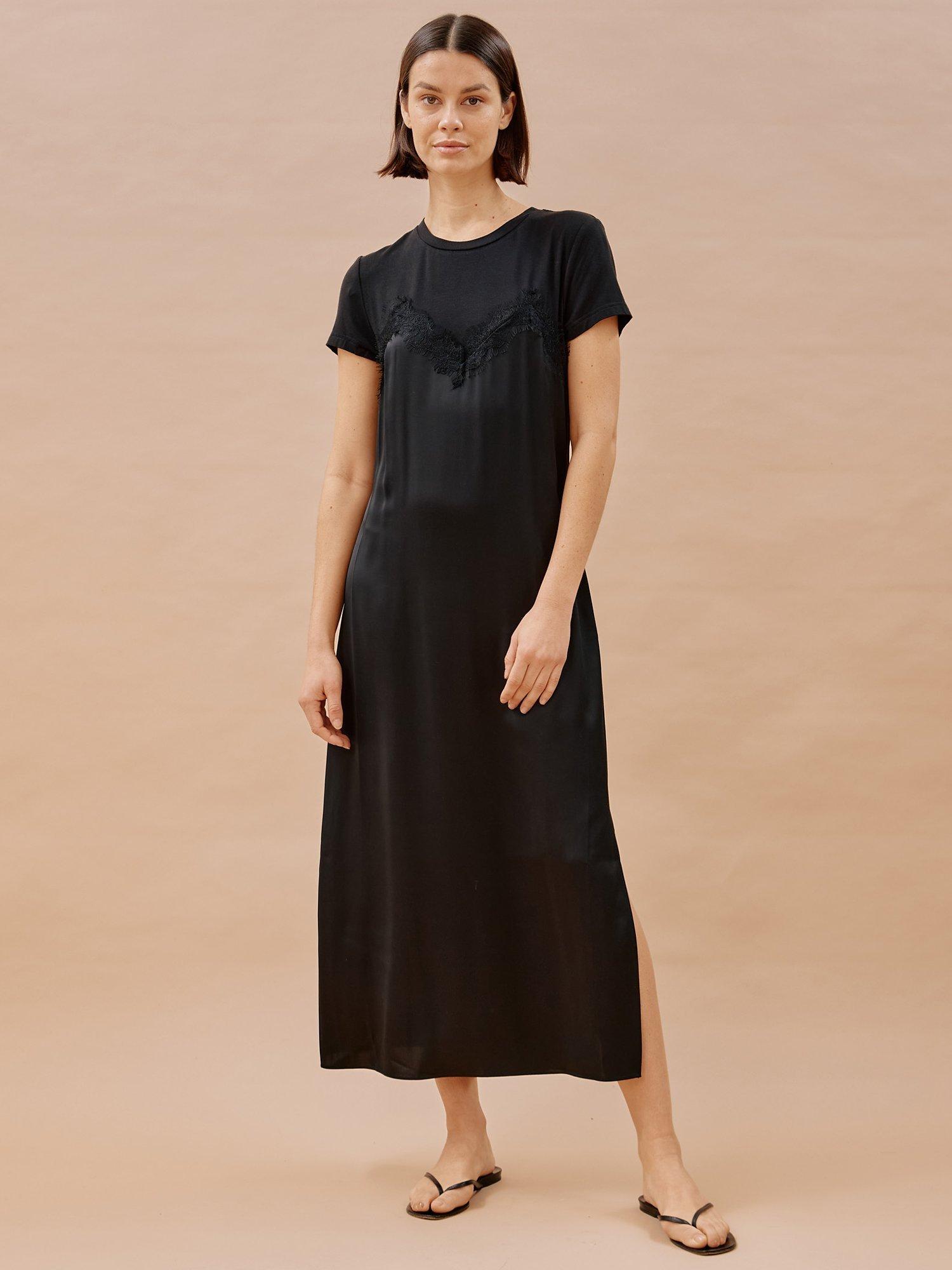 Albaray Satin & Lace Maxi Dress, Black