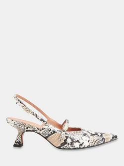 Whistles Nila Snake Effect Slingback Court Shoes, Multi, Black/Multi
