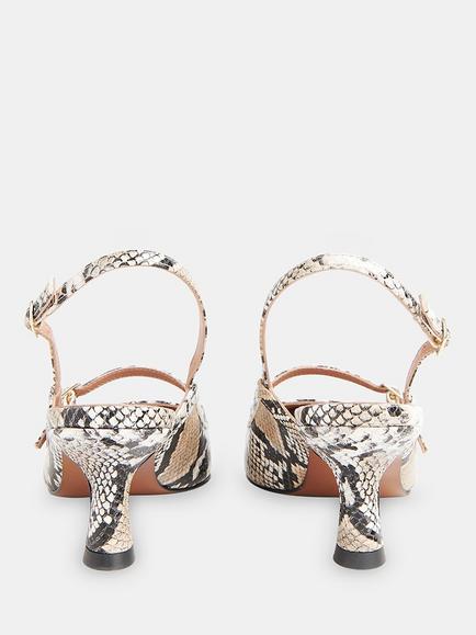 Whistles Nila Snake Effect Slingback Court Shoes, Multi - view 2, Black/Multi