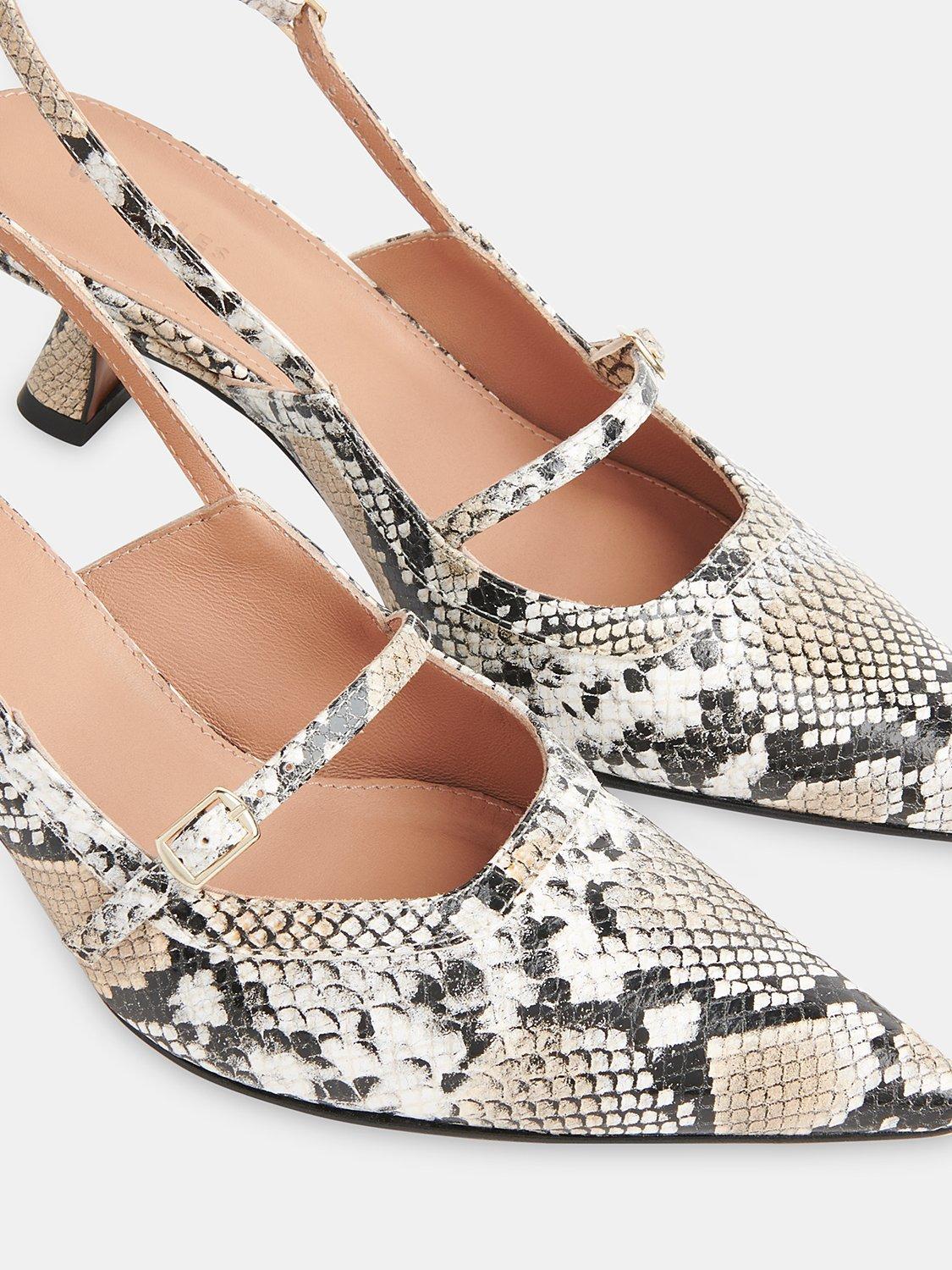 Product image 3 of 4, which shows Whistles Nila Snake Effect Slingback Court Shoes, Multi, 3