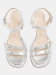 Whistles Addie Metallic Leather Platform Sandals, Silver