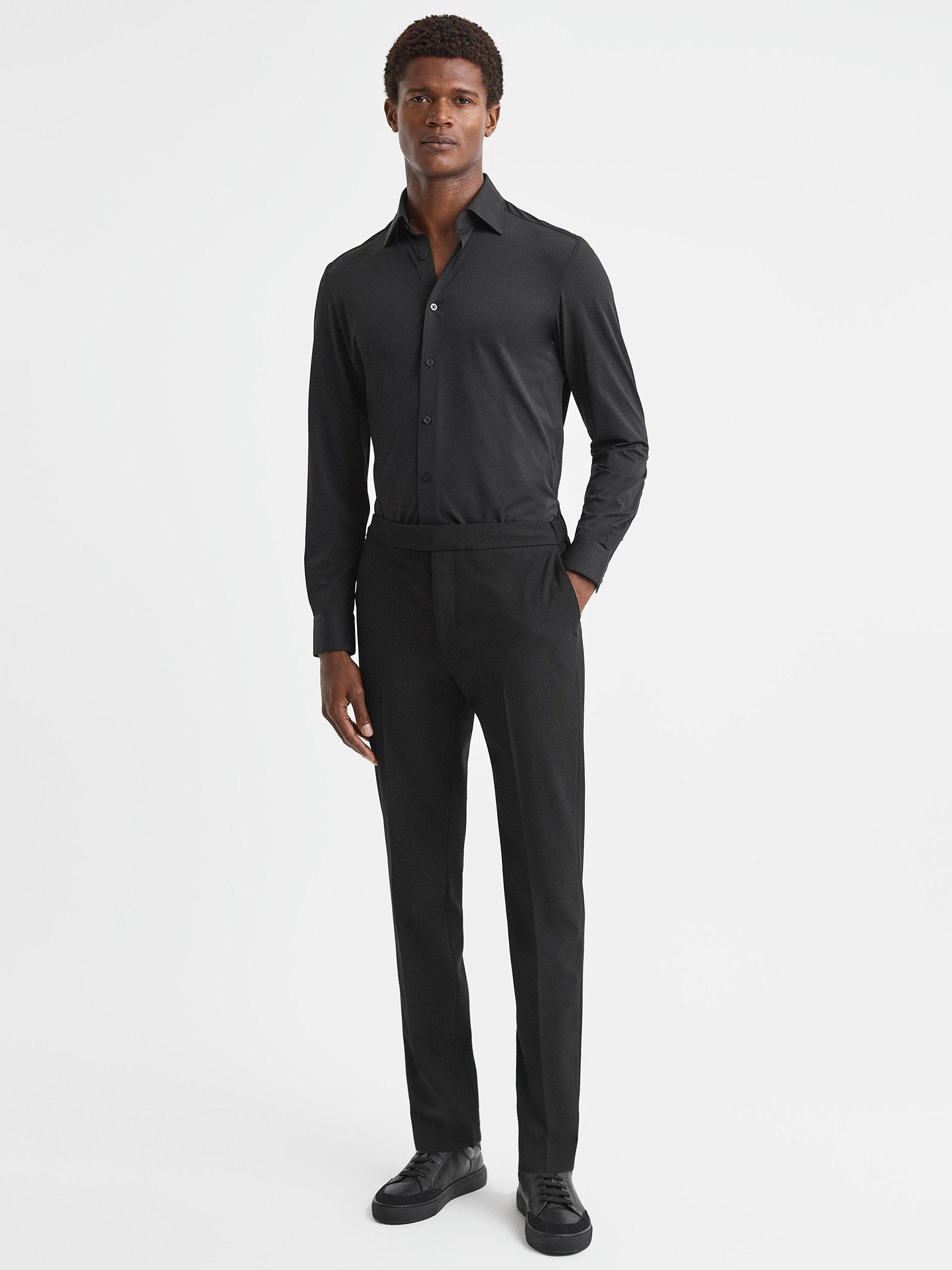 Product image 4 of 5, which shows Reiss Voyager Slim Fit Travel Shirt, Black, XS
