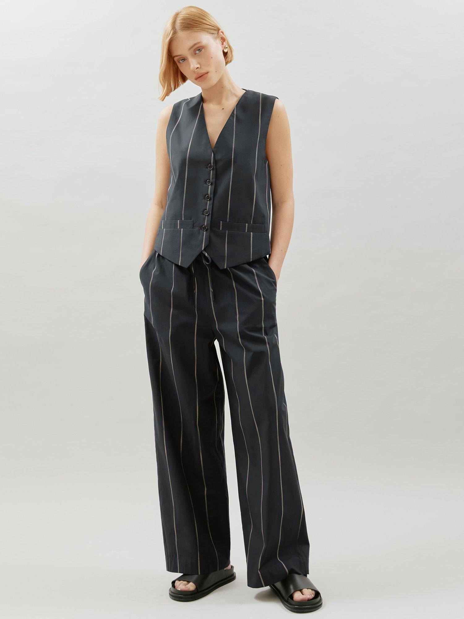 Albaray Tailored Stripe Trousers, Black